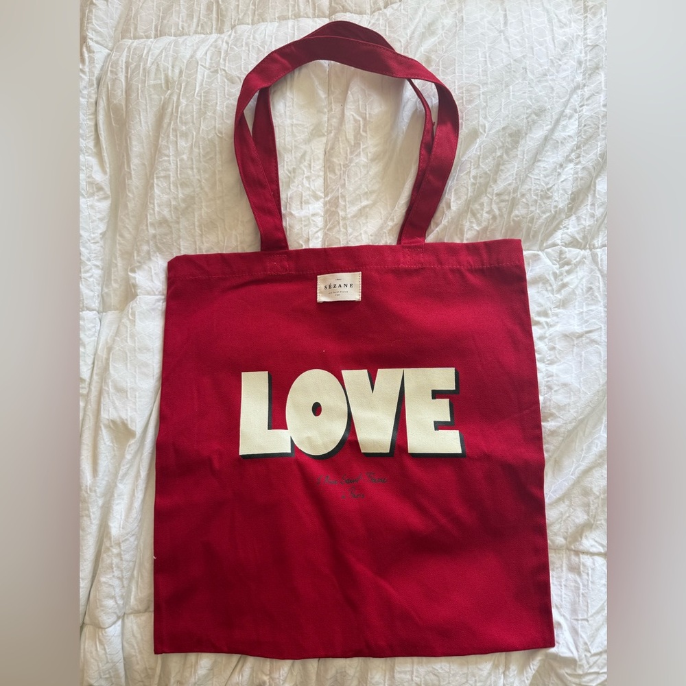 Sezane Red Love Tote - Picture 2 of 2